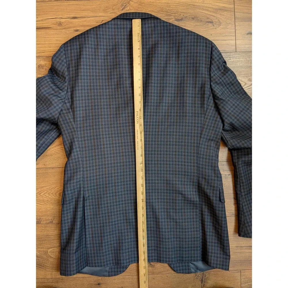Peter Millar Mens Plaid Blazer Sport Coat Jacket 44T Navy Brown‎ Wool